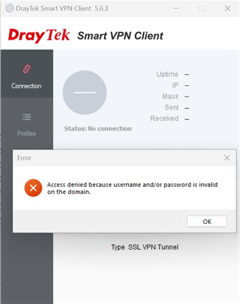 draytek smart vpn client error the port was disconnected